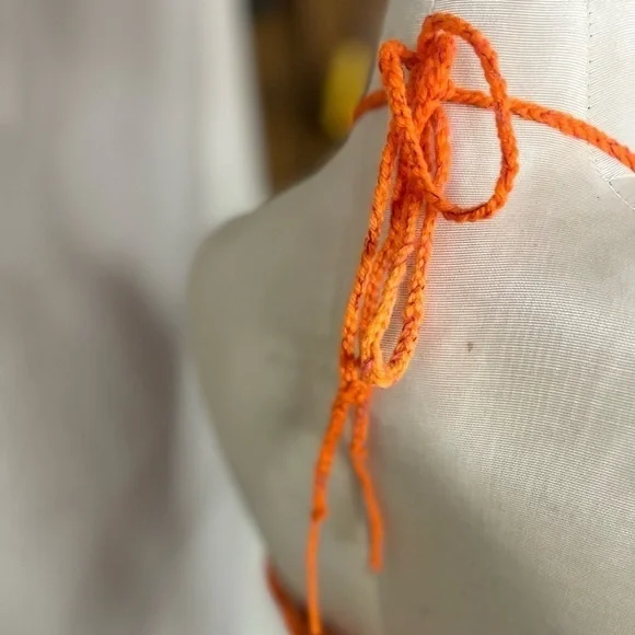 ORANGE ANGORA BLEND CROCHETED BIKINI - Picture 14 of 15